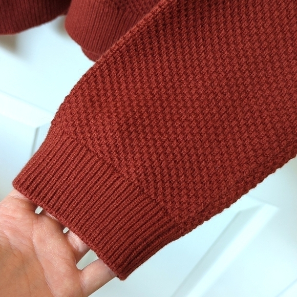 Lucky Brand Cloud Soft Cashmere Blend Classic Knit Henley Sweater Terra Cotta L - Picture 9 of 12